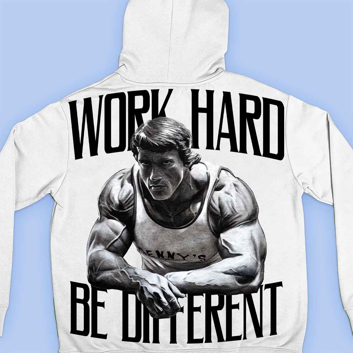 Werk hard - Premium hoodie, unisex-rugafdruk