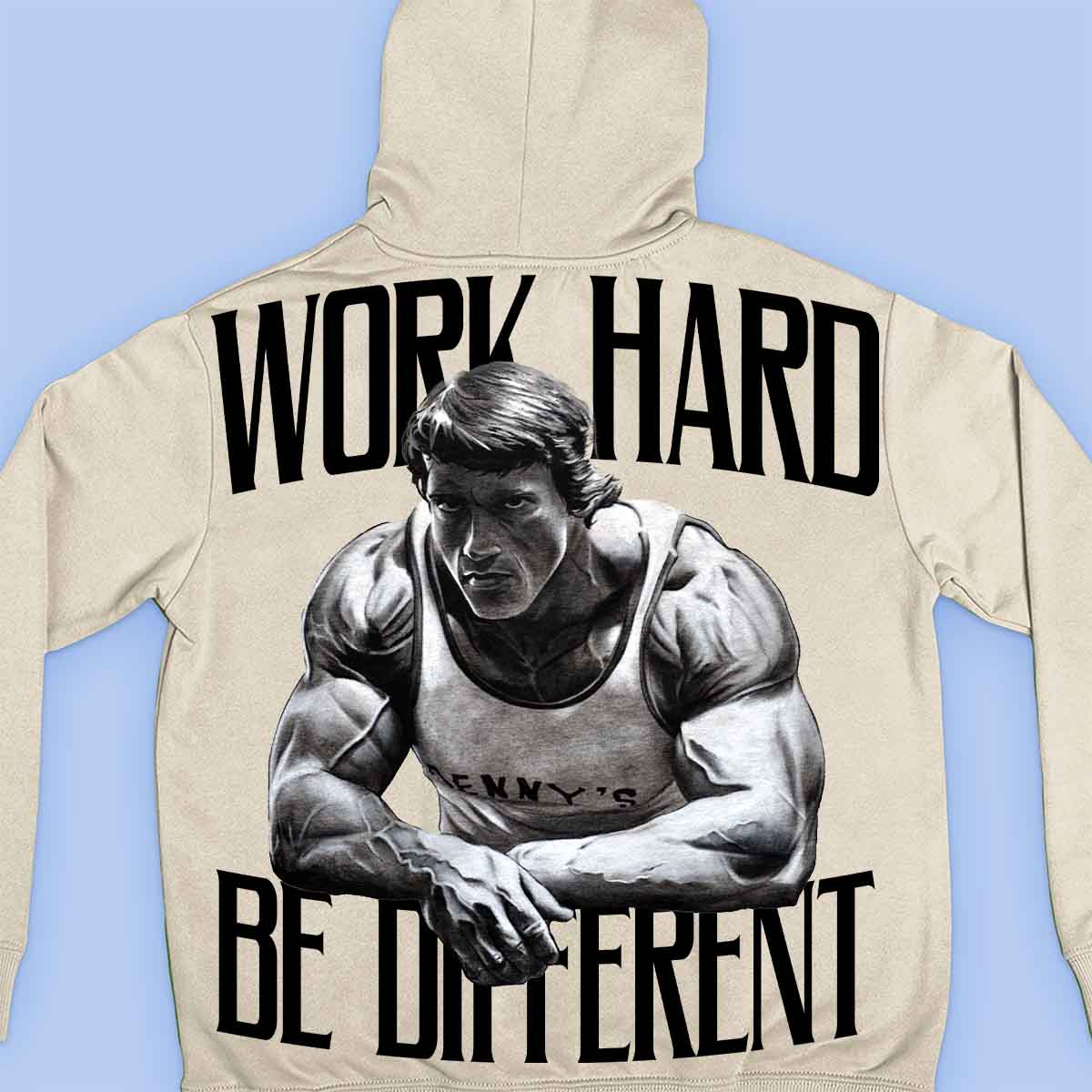 Werk hard - Premium hoodie, unisex-rugafdruk