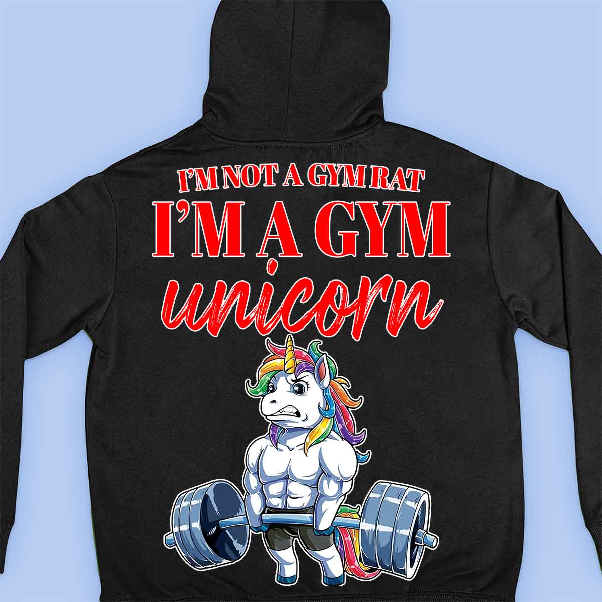 Gym Unicorn - Premium hoodie, unisex-rugafdruk