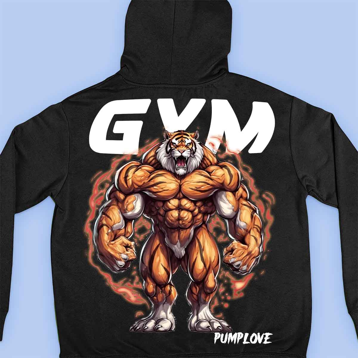 Gym Tiger - Premium hoodie, unisex-rugafdruk