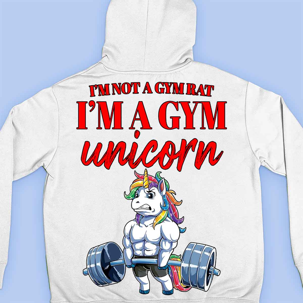 Gym Unicorn - Premium hoodie, unisex-rugafdruk