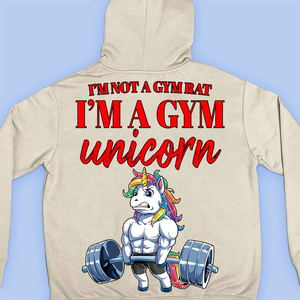 Gym Unicorn - Premium hoodie, unisex-rugafdruk